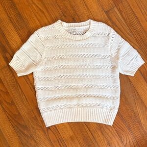 Riley & Rae Cream Short-Sleeved Textured Knit Sweater